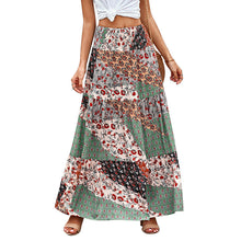 Load image into Gallery viewer, Printed skirt summer ethnic style high waist thin A-line skirt
