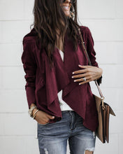 Load image into Gallery viewer, Autumn/Winter new lapel solid color imitation deerskin midi length casual women's jacket
