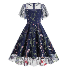 Load image into Gallery viewer, Round Neck Short Sleeved Heavy Embroidery Dress
