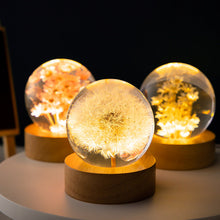 Load image into Gallery viewer, Dandelion Glowing Night Light Crystal Ball Eternal Flower Gift Wooden Birthday Gift for Girl
