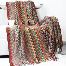 Load image into Gallery viewer, Bohemian velvet blanket knitted blanket
