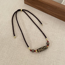 Load image into Gallery viewer, Ethnic style Tibetan style nine-eyed dzi necklace women&#39;s niche design emotional couple accessories new Chinese vintage sweater chain
