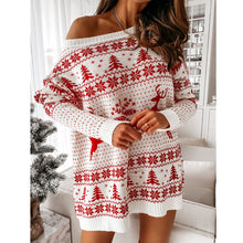 Load image into Gallery viewer, Knitted sweater women Christmas jacquard loose knit long sleeves
