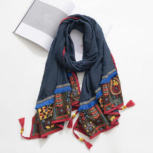 Load image into Gallery viewer, Ethnic style shawl scarf female cotton retro embroidered silk scarf spring and autumn versatile embroidered scarf
