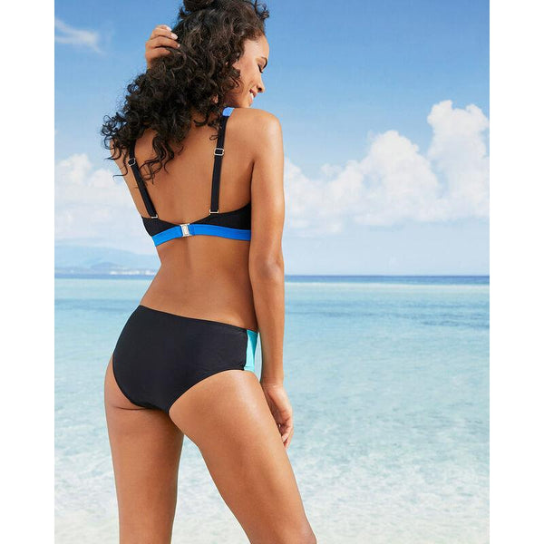 Sexy Swimsuit Solid Color Stitching High Waist Similia Bikini