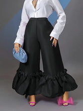 Load image into Gallery viewer, Women&#39;s High Waist Loose Design Ruffle Wide Leg Pants Long Pants
