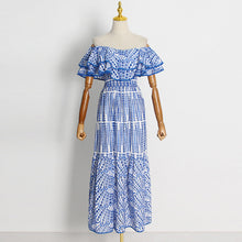 Load image into Gallery viewer, Long dress women&#39;s autumn new double ruffle neck embroidered cutout long dress
