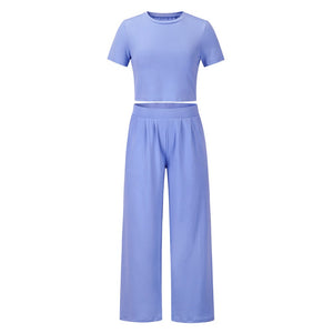 Fashion suit short-sleeved T-shirt+trousers two-piece