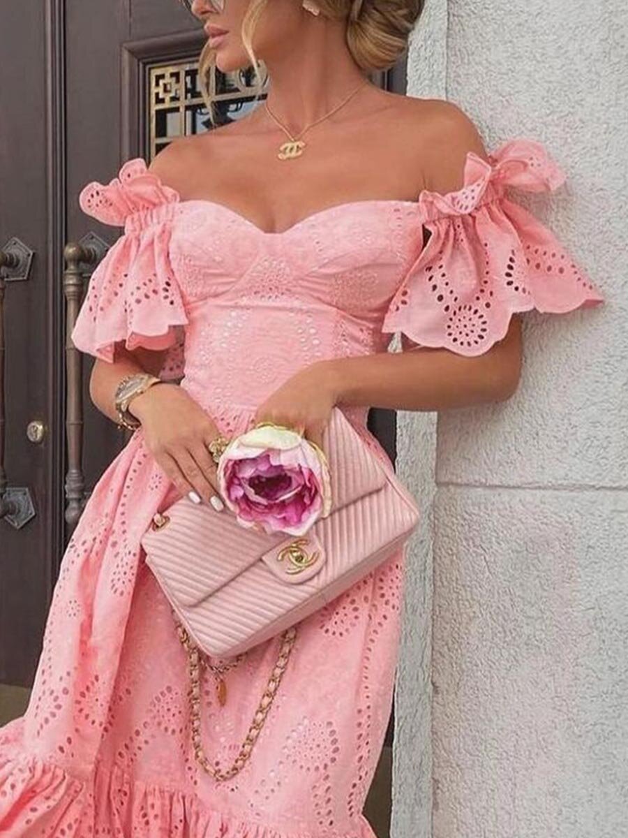 Sexy one-shoulder polka dot dress