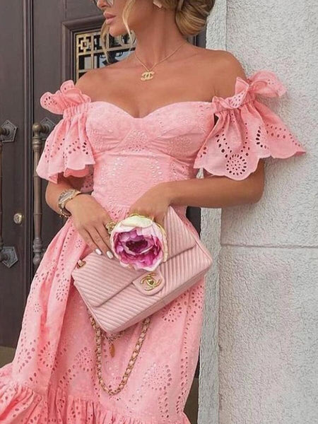 Sexy one-shoulder polka dot dress