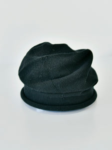 Black pile hat women's autumn and winter embroidery thin postpartum knitted woolen confinement hat versatile bun cap