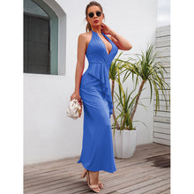 Load image into Gallery viewer, Women&#39;s temperament slit pleated suspender dress evening dress
