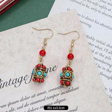 Load image into Gallery viewer, Original niche Nepal exotic Tibetan ethnic earrings retro temperament simple earrings show face thin earrings.
