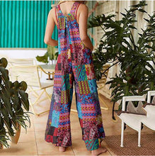 Load image into Gallery viewer, Women&#39;s loose print side pocket strap jumpsuit
