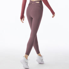 Load image into Gallery viewer, Peach hip cross high waist yoga pants hip-lifting elastic fitness sweatpants
