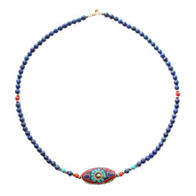 Load image into Gallery viewer, Nepalese Tibetan jewelry Bohemian necklace female clavicle chain bracelet brass lapis lazuli retro ethnic style
