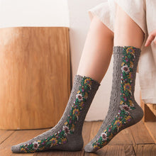 Load image into Gallery viewer, Retro socks women&#39;s tube socks ethnic style literary forest floral Japanese pile stockings stockings
