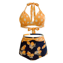 Load image into Gallery viewer, Polka Dot Large Size High Waist Swimsuit Women's Bandage Split Swimsuit Women's Sexy No Steel Rings
