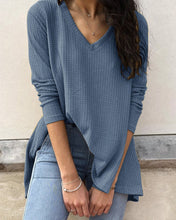 Load image into Gallery viewer, Women&#39;s casual loose V-neck bottoming shirt long-sleeved T-shirt
