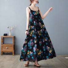 Load image into Gallery viewer, Summer new women&#39;s suspender skirt age-reducing cotton and linen large swing cake skirt
