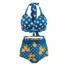 Load image into Gallery viewer, Polka Dot Large Size High Waist Swimsuit Women's Bandage Split Swimsuit Women's Sexy No Steel Rings
