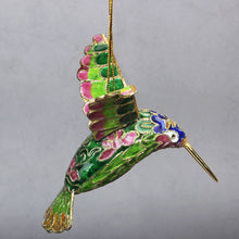 Load image into Gallery viewer, Cloisonne Copper Bodied Kingfisher Hummingbird Pendant Filigree Christmas Tree Pendant Collection
