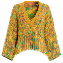 Load image into Gallery viewer, Loose hand-woven rainbow fringed knitted cardigan autumn and winter short sweater coat
