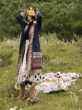 Load image into Gallery viewer, Bohemian fringed cardigan ethnic style mid-length sweater loose knitted coat
