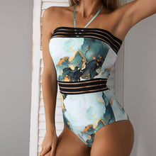 Load image into Gallery viewer, Halter Waist Web Print One Piece Ladies Swimsuit

