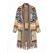 Load image into Gallery viewer, Ethnic retro tassel cardigan sweater knitted coat new loose long sleeve bohemian style
