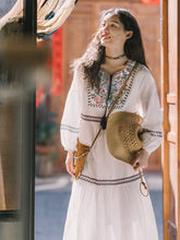Load image into Gallery viewer, Ethnic style embroidered dress, heavy embroidery, sun protection, long sleeve, Vintage loose dress
