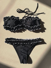 Load image into Gallery viewer, Sexy neck lace pleated split bikini swimsuit
