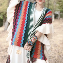 Load image into Gallery viewer, Ethnic style shawl women&#39;s wooden ears fashionably wear knitted cloak

