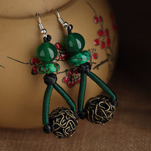 Load image into Gallery viewer, Ethnic style earrings green earrings women&#39;s vintage style sterling silver premium sense earrings
