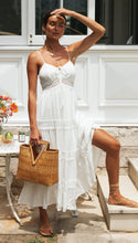 Load image into Gallery viewer, Women&#39;s bohemian suspender dress with lace panels for large dress
