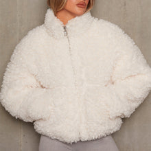 Load image into Gallery viewer, New plush cardigan, cropped jacket, lamb wool coat women
