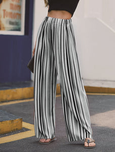 Pants colorful striped trousers loose high waist, slim, versatile slacks, wide legs