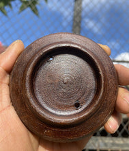 Load image into Gallery viewer, Nepalese Gilded Gray Pottery with Six Character Mantra Circular Handmade Incense Holder
