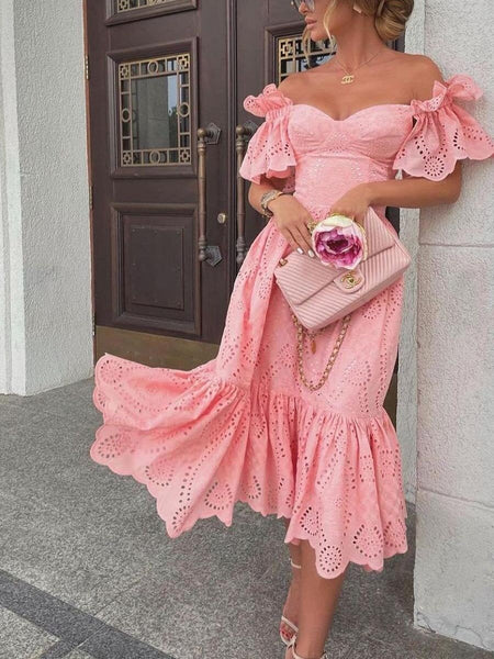 Sexy one-shoulder polka dot dress