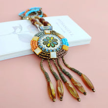 Load image into Gallery viewer, New national style sunflower Necklace sweater chain antique ceramic jewelry crafts
