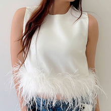 Load image into Gallery viewer, Back Zip Sleeveless Panel Feather Tank Top T-Shirt
