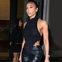 Load image into Gallery viewer, Sexy backless solid color turtleneck irregular knitted vest
