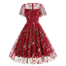 Load image into Gallery viewer, Round Neck Short Sleeved Heavy Embroidery Dress

