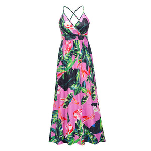 Floral Sling Long Dress Fashion Slim Fit Slim Dress