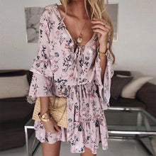 Load image into Gallery viewer, Chiffon Pink Pullover Show Thin Cotton Short Skirt Mid Waist Dress Women
