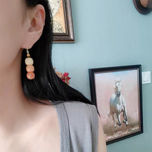Load image into Gallery viewer, Natural Bodhi root personality gradient color stud earrings simple earrings ethnic style 925 silver hook earrings
