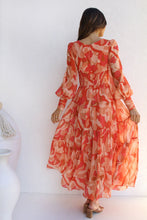 Load image into Gallery viewer, Autumn and winter casual print long sleeves V-neck large swing dress long dress

