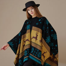 Load image into Gallery viewer, Ethnic style shawl, women&#39;s outfit, double-sided imitation cashmere scarf, blanket cape, autumn and winter Christmas day cape, thickened
