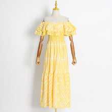 Load image into Gallery viewer, Long dress women&#39;s autumn new double ruffle neck embroidered cutout long dress
