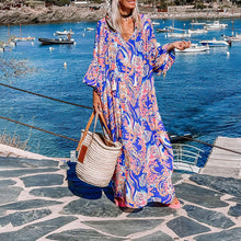 Load image into Gallery viewer, Dress women&#39;s autumn long sleeve resort print long dress casual fashion
